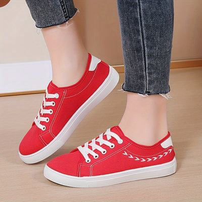 Women's Simple Canvas Shoes, Casual Lace Up Outdoor Shoes, Comfortable Low Top Sneakers