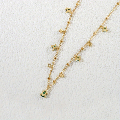 Cute Minimalist Green Zirconia Pendant Necklace Plated with