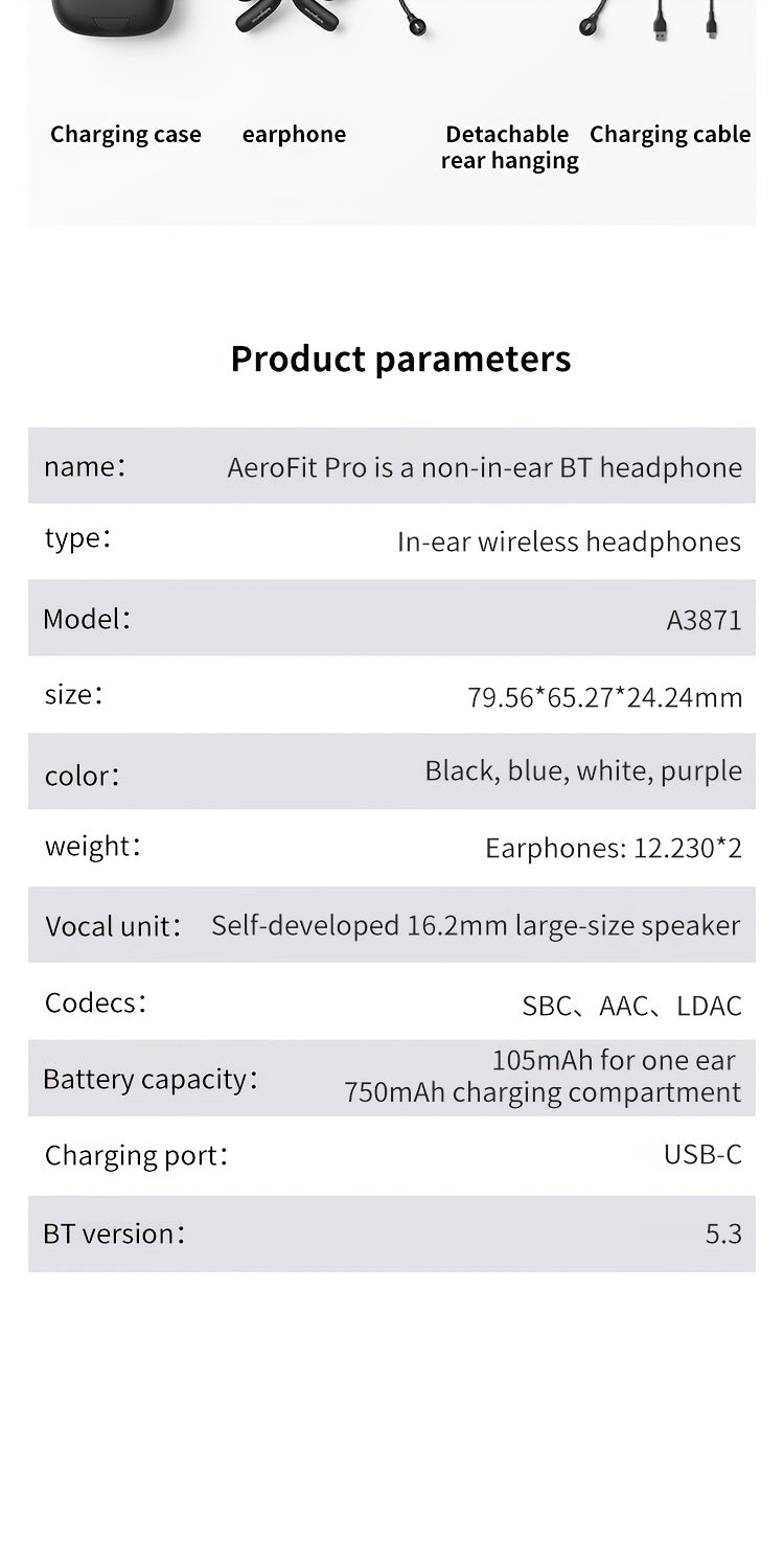 Soundcore AeroFit Pro Wireless Earbuds, Open-Ear Design for Comfortable Long-Term Wear, Strong Sound Quality, 2-in-1 Use, Built-in Microphone, 16.2mm Speakers, USB-C Charging, Ideal for Running and Outdoor Activities, Outdoor