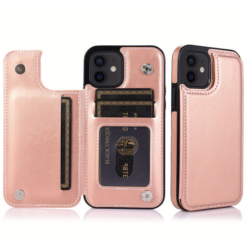 جراب iPhone قابل للطي من الجلد الصناعي عالي الجودة مع فتحات للبطاقات وحامل مقاوم للصدمات متوافق مع موديلات مختلفة بما في ذلك X XR XS Max 11 pro 12 pro 13 pro 14 15 16 SE 6 7 8 plus