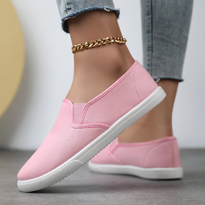 Women's Simple Solid Color Canvas Shoes, Casuals Slip On Outdoor Shoes, Lightweight Low Top Shoes