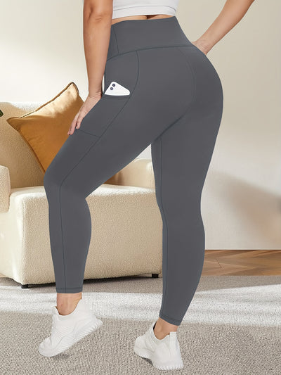 Women'S High-Waist Yoga Leggings with Side Pockets - Stretchy, Tummy Control, Sculpting Design, Black, Slim Fit, High Waisted, Perfect for Sports & Casual Wear, Workout Leggings | Slim Fit Leggings | High Waisted Legging