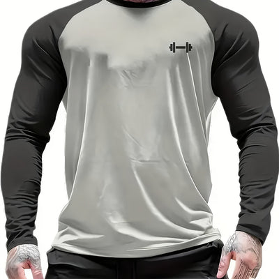 Men's Athletic Compression Long Sleeve T-Shirt - Quick-Dry, Breathable, with Graphic Print, Crew Neck, Stretch Fabric - Ideal for Running, Gym & Sports Activities, Gym Clothes