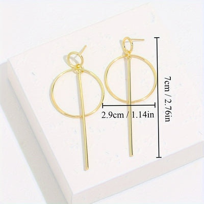 أقراط دائرية كبيرة الحجم مجوفة هندسية للنساء، أقراط متدلية بسيطة ذات شخصية كبيرة