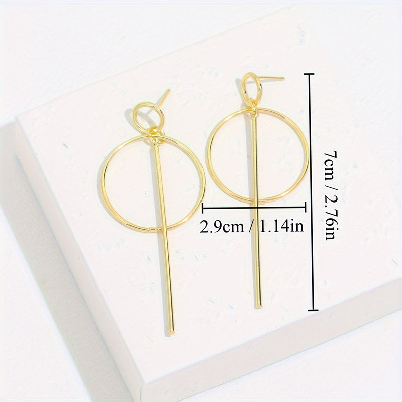 أقراط دائرية كبيرة الحجم مجوفة هندسية للنساء، أقراط متدلية بسيطة ذات شخصية كبيرة
