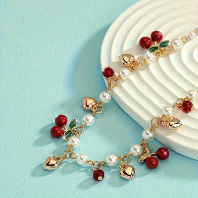 1pc Summer Fresh Sweet Heart-Shaped Faux Imitation Pearl Pendant Necklace, Unique Faux Imitation Pearl Heart Bead Chain, Holiday Gift, Exquisite Present for Friends