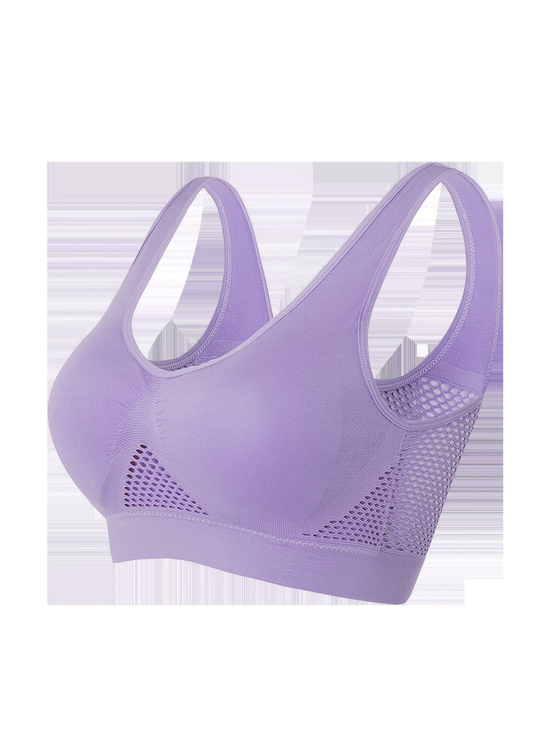 14pcs EssElegance Plus size High Support Wire-Free Sports Bras with Padded & Mesh Panels, Breathable Stretch Fit for Yoga Running Training