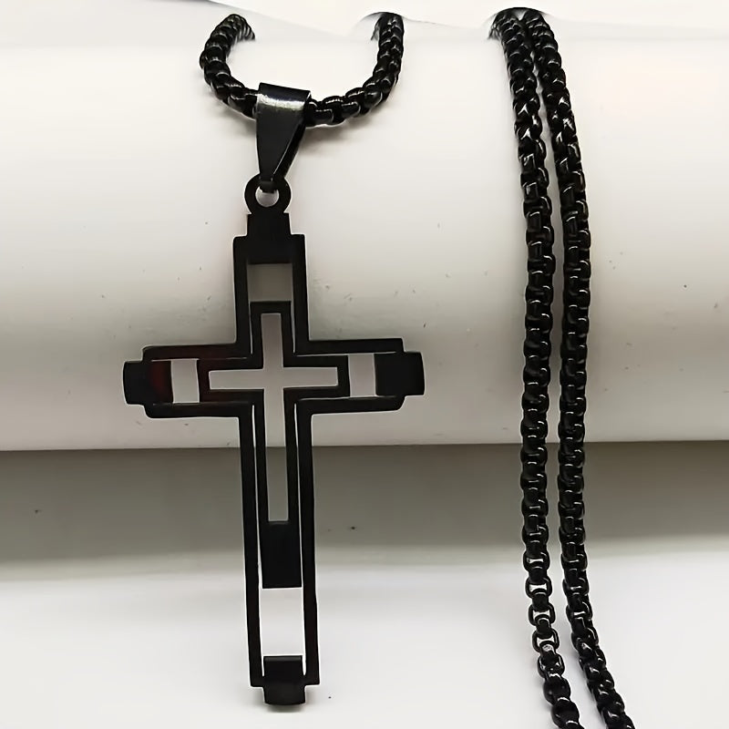 1pc Stainless Steel Cross Pendant Men&