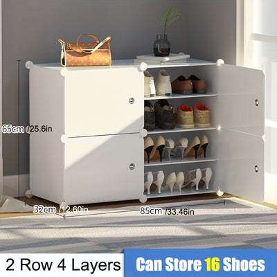 Expandable Shoe Rack with Doors - Portable Organizer for 8-60 Pairs of Shoes, Boots & Slippers - No Assembly Required