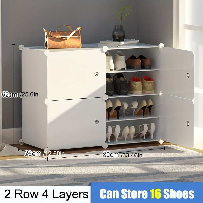 Expandable Shoe Rack with Doors - Portable Organizer for 8-60 Pairs of Shoes, Boots & Slippers - No Assembly Required