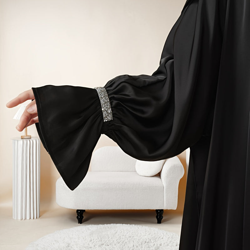 4pcs Set: Poet Sleeve Satin Abaya (MOA009) Eid al-Adha Abaya Muslim Women&