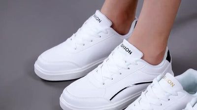 Women's All-Match White Skate Shoes, Casual Round Toe Lace Up Sneakers, Comfortable Low Top Flat Sports Shoes