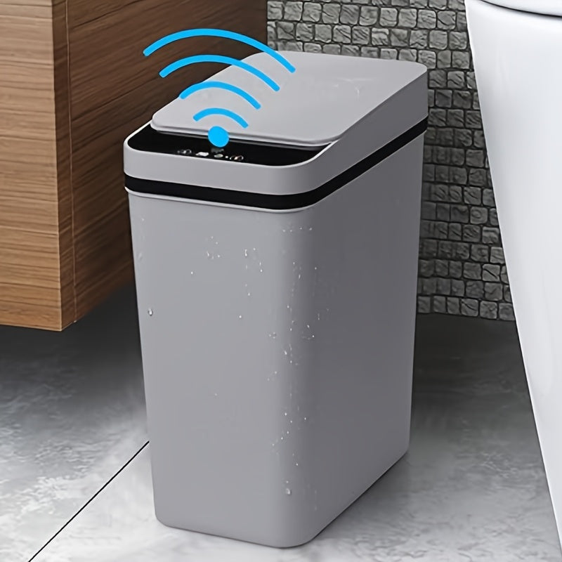 Automatic Trash Can, Smart Toilet Trash Bin, 2pcs/1pc Smart Sensor Trash Can, Black Gray White Household Trash Can, 11L/2.91 Gallon Motion Sensor Trash Bin for Kitchen and Office, Plastic Waste Paper Box with Smart Sensor Sui