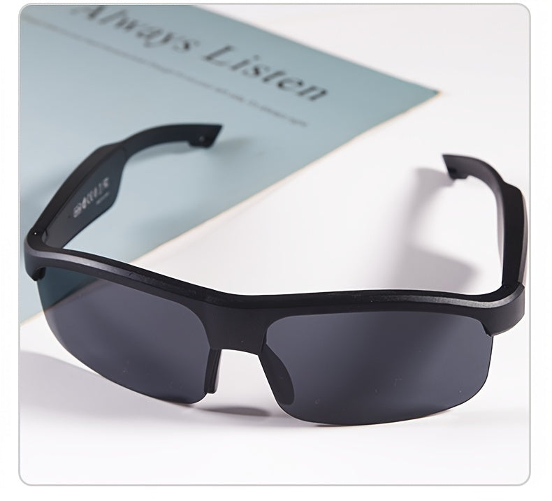 KOIPSSE Smart Glasses with Built-in Microphone, High-Resolution Audio, Waterproof IPX4, USB/Battery Powered, Rechargeable Lithium Polymer Battery, 120mAh, Wireless Connection, Outdoor Sports Glasses with HIFI Music Playback,