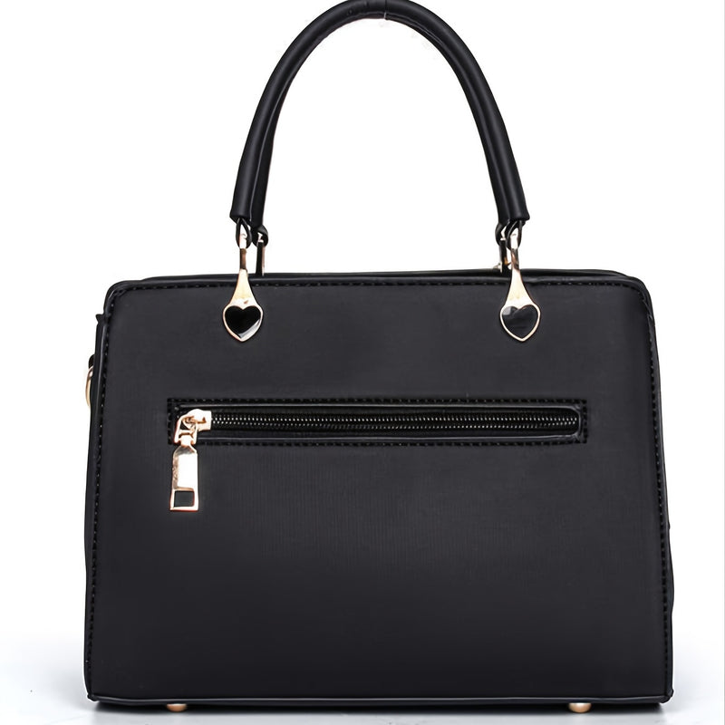 حقيبة ساتشل مزينة بأحرف، محفظة أنيقة بمقبض علوي، حقيبة كتف كبيرة الحجم للمكتب والعمل