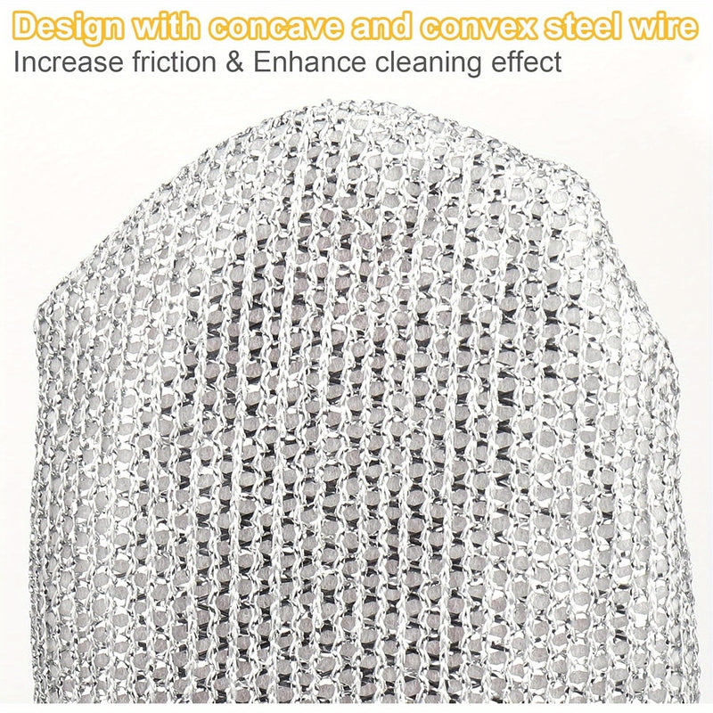 2 Pairs(4pcs) Scrubbing Wire Cleaning Cloth, Multipurpose Wire Dishwashing Rags for Wet and Dry Non-Scratch Wire Dishcloth Kitchen Cleaning Cloths for Scrubbing and Cleaning Dishes Pots Cooktops