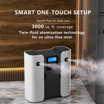 Waterless Essential Oil Diffuser for Home & Hotel, Spa, Office – Max 3000 sq ft Coverage, 2*160ml Capacity, Hotel Series Nebulizing Diffuser with Intelligent Aroma Air Dispersion, Wall-Mountable Design, Ultra-Quiet 35dB Whi