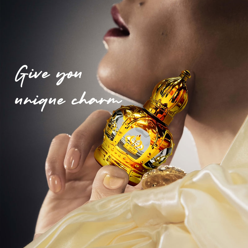 SUMAX Luxury Golden Crown Perfume Roller Ball - Long-Lasting Royal Fragrance Oil, Alcohol-Free, Elegant Golden Perfume for Women & Men, Massage Oil for Wrists, Neck, Special Events - Luxury Gift Box with Golden Cap & Box - Id