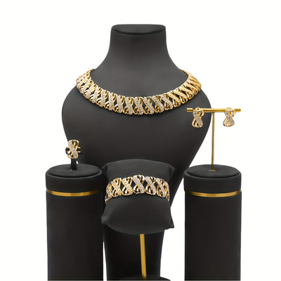 Middle Eastern and European Beauty Women'S Luxury Jewelry Set, Elegant Necklace and Bracelet Combo for Daily Wear, Gift Giving, Parties, Music Festivals, Vacations, Weddings, Banquets, and Holiday Celebrations