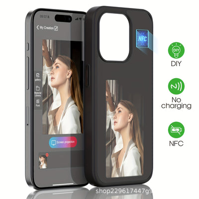 Diy Display Screen Mobile Phone Case For Iphone, Personalized For Smart Silicone Cover, Fits 15/14 Pro Max/Pro, No Battery Required, Protective Ink Display Case