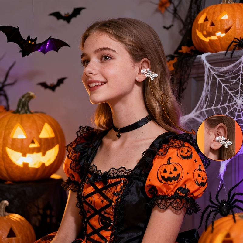 i121 Wireless Clip-On Headphones with Detachable Gemstone Earrings - 10mm Drivers, Hi-Res EQ Sound, Noise Cancellation, Clear Calls, Compatible with All Smartphones, Sports Workout & Halloween Gift, Headphones For Music, Work