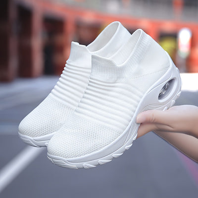 Women's Breathable Knit Chunky Sneakers, Casual Slip On Outdoor Shoes, Comfortable Low Top Shoes