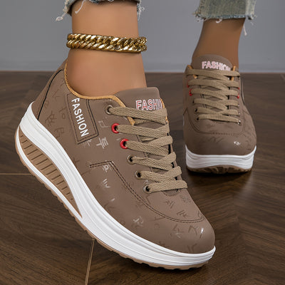 Women's Platform Sneakers, Casual Lace Up Outdoor Shoes, Comfortable Low Top Sport Shoes Autumn Shoe