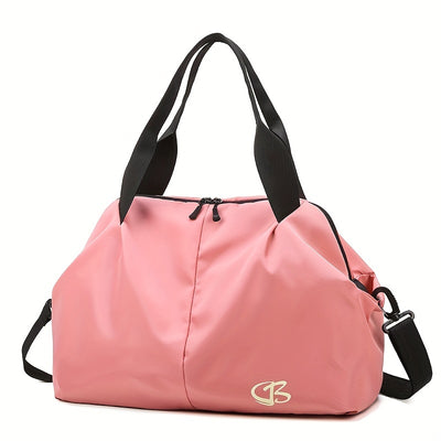 [Pink Gym Bag] Lightweight Pink Nylon Gym Bag for Women | Versatile Wet/Dry Separation, Adjustable Strap, Zip Closure, Portable Travel Bag for Short Trips, Sports Bag