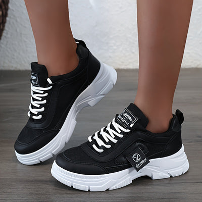 Women's Platform Sneakers, Fashion Lace Up Outdoor Shoes, Women's Comfortable Low Top Shoes