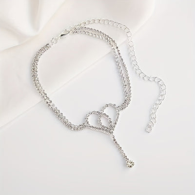 Elegant Multi-Layer Butterfly Anklet with Tassels - Sparkling Rhinestone Charm, Durable Copper, Ideal for Beach & Casual Attire, Bohemian Style Foot Jewelry|Butterfly Charm|Artificial Crystal Accent