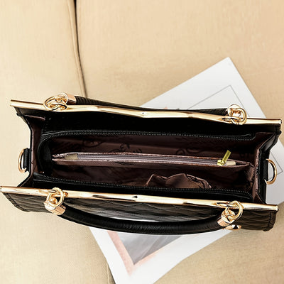 حقيبة يد نسائية مبطنة من البولي فينيل كلوريد مزينة بفيونكة، وحزام قابل للتعديل، وملمس فاخر، وحقيبة كتف واحدة