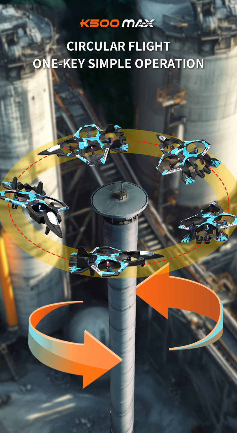 K500MAX RC Drone with 360° Flips, Throw Start, Altitude Hold, One-Key Speed Switch, Crash Resistant Design, RGB Lights, Headless Mode, 6-8 Minute Battery Life, 3m/s Max Speed, Usb Charging, Outdoor Flying, Stunt Enthusiasts,