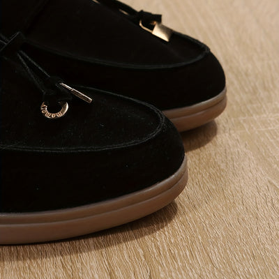 Women's Flat Shoes, Casual Slip On Outdoor Shoes, Comfy Walking Shoes With Solid Color Pendant