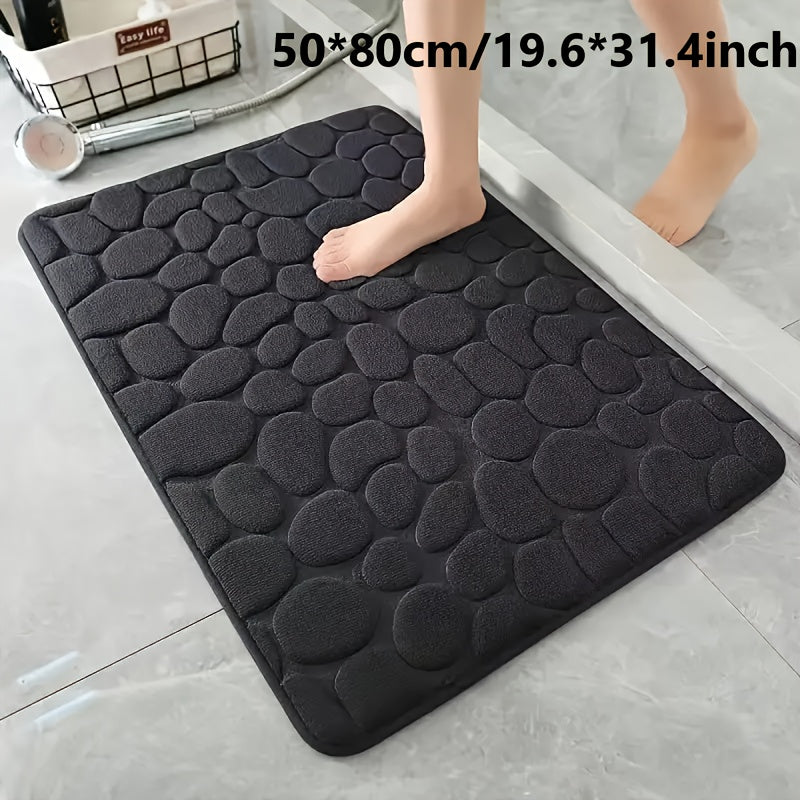 1pc Anti Slip Pebble Pattern Soft Absorbent Foot Pads for Bathroom, Bedroom & Kitchen - Absorbs water and reduces slipping
