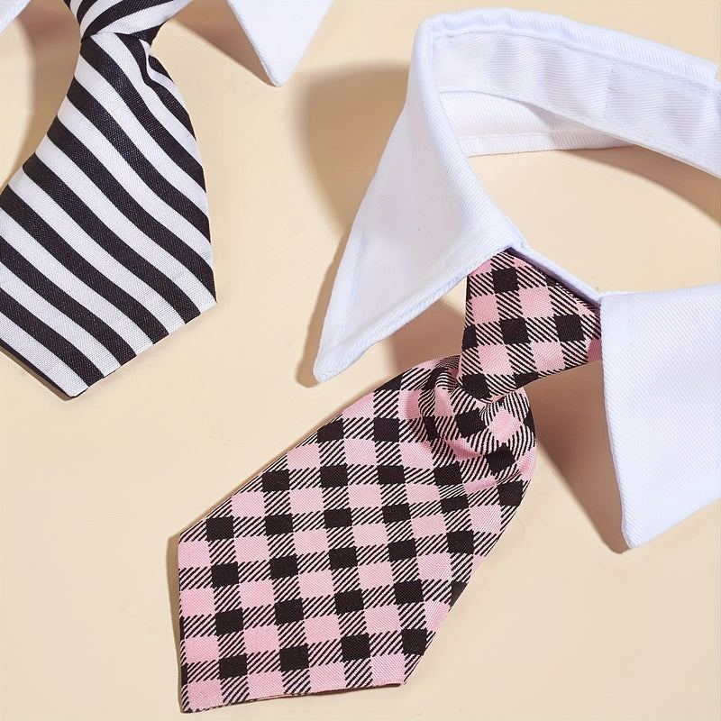 طوق ربطة عنق أنيق قابل للتعديل بخطوط للحيوانات الأليفة للكلاب والقطط - إكسسوار مثالي للحيوانات الأليفة العصرية