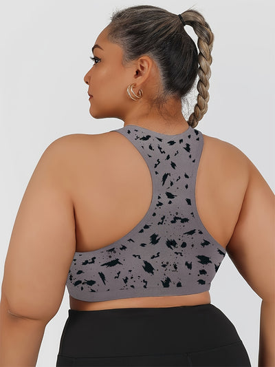 Women's High-Impact Sports Bra with Front Zipper & Removable Pads - Leopard Print Design, High-Elasticity Fabric, Round Neck for Yoga, Running, Gym - Machine Washable, Yoga Accessories, Elegant Sportswear, Durable Sportswear