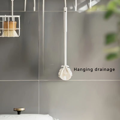 1pc 360° Silicone Cleaning Brush with Foldable Head & Long Handle - Reusable, Portable Scrubber for Bottles, Cups, Kitchen Surfaces - Durable Non-Scratch Design for Indoor/Outdoor Use, Versatile Cleaning Brush | Long Handle