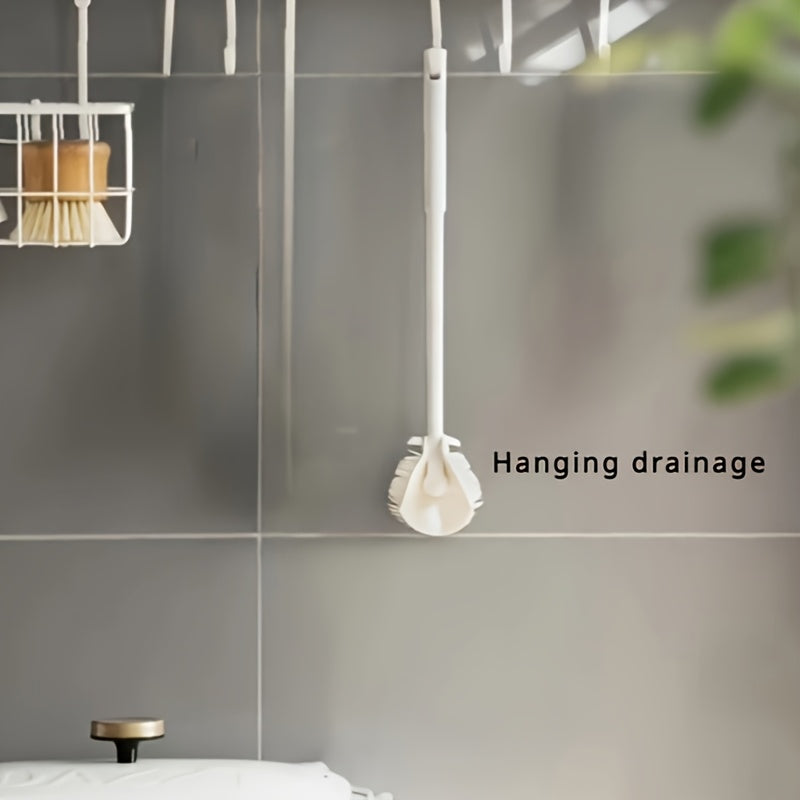 1pc 360° Silicone Cleaning Brush with Foldable Head & Long Handle - Reusable, Portable Scrubber for Bottles, Cups, Kitchen Surfaces - Durable Non-Scratch Design for Indoor/Outdoor Use, Versatile Cleaning Brush | Long Handle