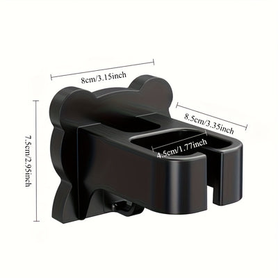 Space-Saving Wall-Mounted Hair Dryer Holder - No Drilling Required, Easy Installation, Compatible with Various Hair Dryer Models for Home & Bathroom Organization, Sleek Black Design with Metallic Accents, Durable Plastic Cons