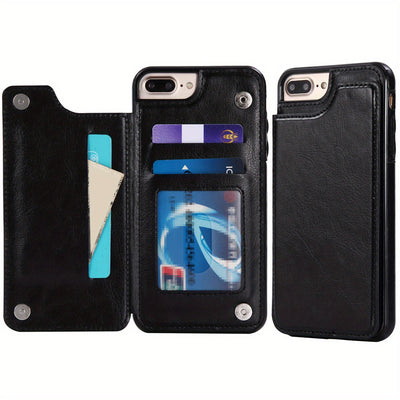 جراب iPhone قابل للطي من الجلد الصناعي عالي الجودة مع فتحات للبطاقات وحامل مقاوم للصدمات متوافق مع موديلات مختلفة بما في ذلك X XR XS Max 11 pro 12 pro 13 pro 14 15 16 SE 6 7 8 plus