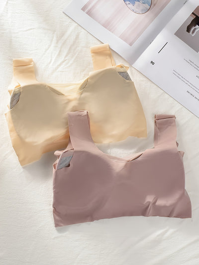 2pcs Elegant Lei Sports Bra Yoga Fitness Underwear Breathable and Comfortable with Mesh Details Women's Seamless Sports Bra Women's Sportswear and Clothing Women's Underwear