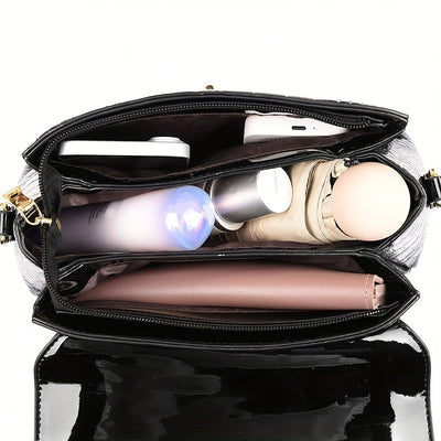 OGEHUAFEE Women'S Elegant Snake Print Synthetic Shoulder Bag - Detachable Strap, Button Closure, Nylon Lining, Black/Green/Burgundy for Casual & Formal Occasions, Versatile Crossbody Purse, Evening Handbag, Sophisticated Acce