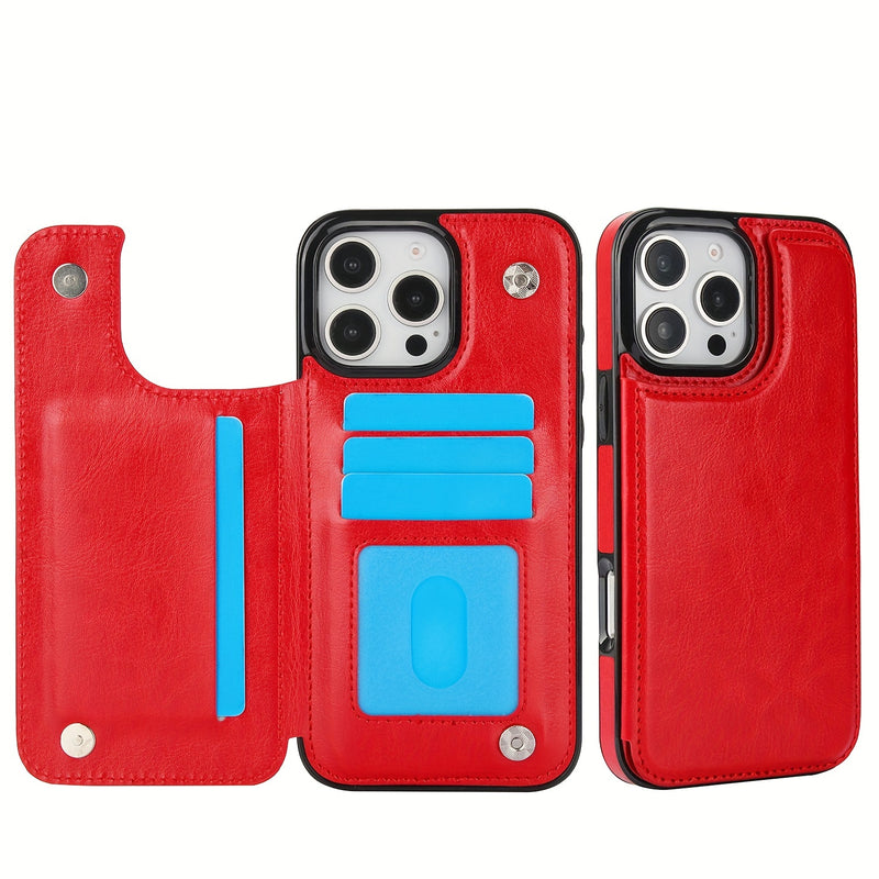 جراب iPhone قابل للطي من الجلد الصناعي عالي الجودة مع فتحات للبطاقات وحامل مقاوم للصدمات متوافق مع موديلات مختلفة بما في ذلك X XR XS Max 11 pro 12 pro 13 pro 14 15 16 SE 6 7 8 plus