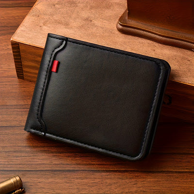Men'S Slim Business Wallet - Minimalist Design with Multiple Card Slots, ID Window & Cash Compartment - Compact Travel Organizer - Durable Faux Leather Material - Ideal Gift for Professionals, Fathers, Husbands - Perfect for
