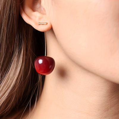 1 pair of sweet cherry earrings, red cherry earring set