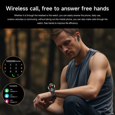 FFEOKKI TWS 2-in-1 Smartwatch with Earbuds - Zinc Alloy Bezel, 3.71cm Round Display, Wireless Call Function, Music Playback, NFC, Multiple Sports Modes, Fitness Tracking, Compatible with iPhone Android Smartphone, Activity Mo