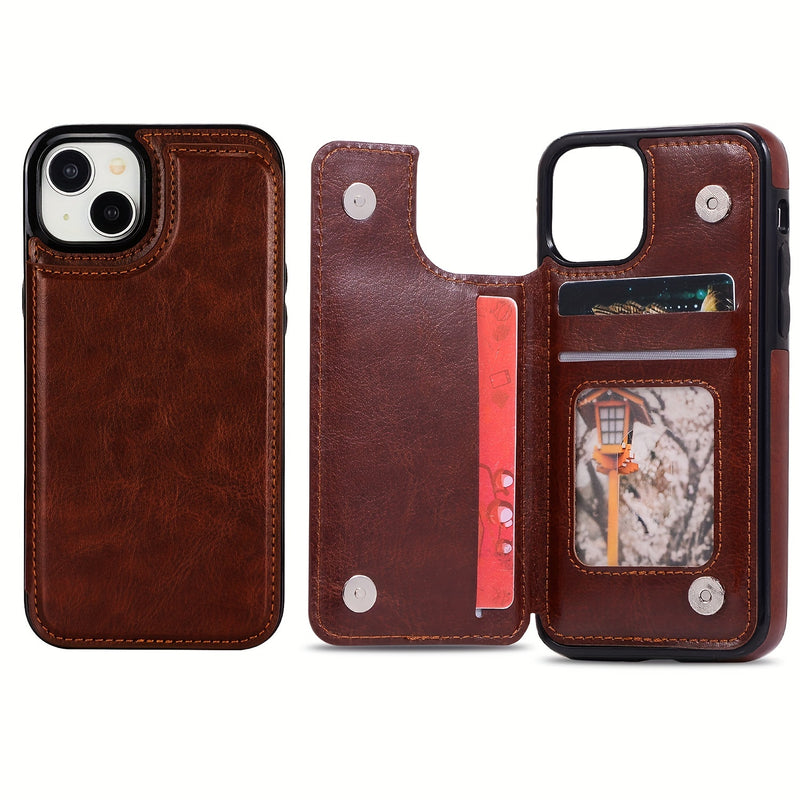 جراب iPhone قابل للطي من الجلد الصناعي عالي الجودة مع فتحات للبطاقات وحامل مقاوم للصدمات متوافق مع موديلات مختلفة بما في ذلك X XR XS Max 11 pro 12 pro 13 pro 14 15 16 SE 6 7 8 plus