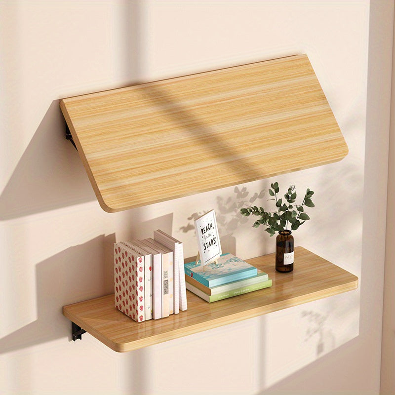 Space-Saving White Wooden Wall-Mounted Folding Desk - Adjustable & Foldable Computer Monitor and Laptop Stand with Cork Material, Ideal for Home & Office Organization, Perfect for Kitchen, Dorms