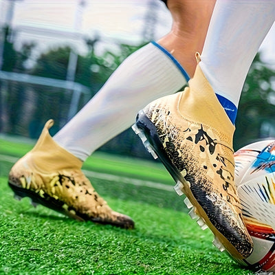 Men's Football Cleats - Lightweight Breathable Training & Match Soccer Shoes with Turf/Ground Studs, Pink/Black/White Color Options, PU Upper & Rubber Sole for All-Season Indoor/ Play, Lace-Up Clekets, Soccer Boots, Soccer Cl