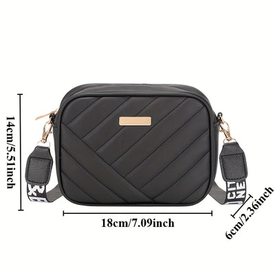 Fashionable Twill Crossbody Bag for Women - Small Square Shoulder Bag with Mobile Phone and Wallet Compartments, Available in Khaki, Brown, Gray, White, Pink, Black - PU Material with Polyester Lining, Zip Closure, Simple, Ne